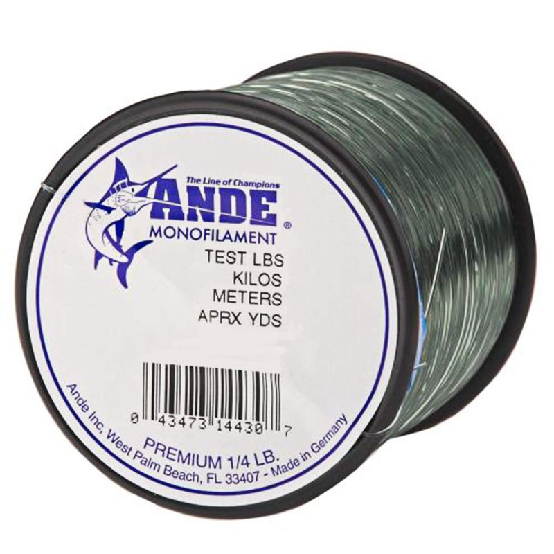 ANDE A14-15G Premium Monofilament, 1/4-Pound Spool, 15-Pound Test, Green Finish, os (PREM14-15GRN)